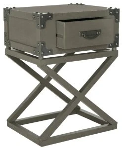 Dunstan Accent Table W/ Storage Drawer In Grey - Safavieh AMH5720A -Safavieh Homeware 187 amh5720a side