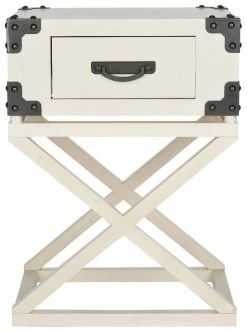 Dunstan Accent Table W/ Storage Drawer In White - Safavieh AMH5720C 8 Dunstan Accent Table W/ Storage Drawer In White - Safavieh AMH5720C -Safavieh Homeware 187 amh5720c front