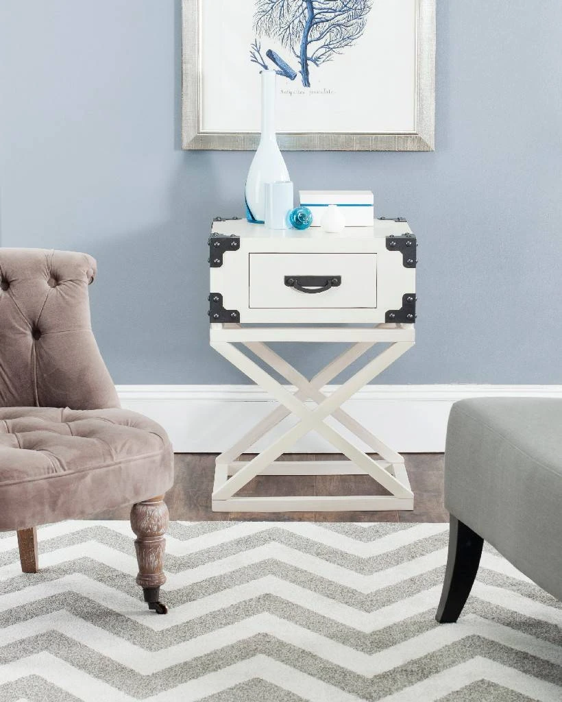 Dunstan Accent Table W/ Storage Drawer In White - Safavieh AMH5720C 3 Dunstan Accent Table W/ Storage Drawer In White - Safavieh AMH5720C