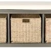 Lonan Wicker Storage Bench In Grey/White - Safavieh AMH5733A -Safavieh Homeware 187 amh5733a front
