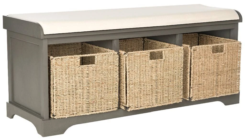 Lonan Wicker Storage Bench In Grey/White - Safavieh AMH5733A 4 Lonan Wicker Storage Bench In Grey/White - Safavieh AMH5733A - Image 2