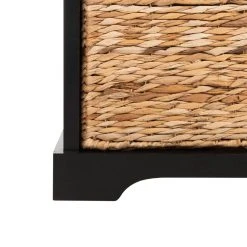 Freddy Wicker Storage Bench In Distressed Black - Safavieh AMH5736B -Safavieh Homeware 187 amh5736b leg