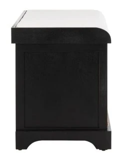Freddy Wicker Storage Bench In Distressed Black - Safavieh AMH5736B -Safavieh Homeware 187 amh5736b side2