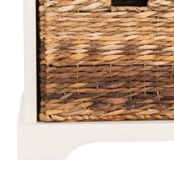 Freddy Wicker Storage Bench In Distressed White - Safavieh AMH5736D -Safavieh Homeware 187 amh5736d leg