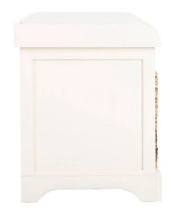 Freddy Wicker Storage Bench In Distressed White - Safavieh AMH5736D -Safavieh Homeware 187 amh5736d side2