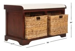 Freddy Wicker Storage Bench In Cherry - Safavieh AMH5736E -Safavieh Homeware 187 amh5736e dim