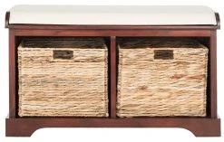 Freddy Wicker Storage Bench In Cherry - Safavieh AMH5736E -Safavieh Homeware 187 amh5736e front