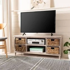 Rooney Entertainment Unit In Vintage White - Safavieh AMH5745E