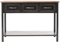 Aiden 3 Drawer Console Table In Black/Oak - Safavieh AMH6502A