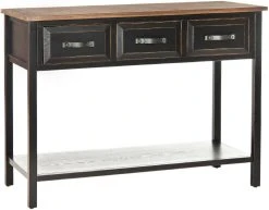 Aiden 3 Drawer Console Table In Black/Oak - Safavieh AMH6502A -Safavieh Homeware 187 amh6502a side
