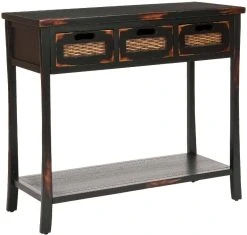 Autumn 3 Drawer Console In Distressed Black - Safavieh AMH6510A