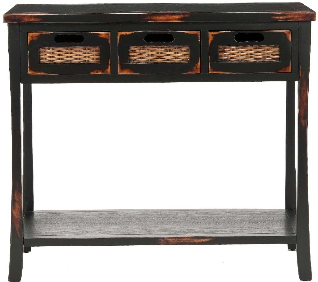 Autumn 3 Drawer Console In Distressed Black - Safavieh AMH6510A 5 Autumn 3 Drawer Console In Distressed Black - Safavieh AMH6510A - Image 3