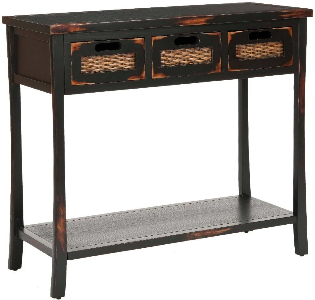 Autumn 3 Drawer Console In Distressed Black - Safavieh AMH6510A 3 Autumn 3 Drawer Console In Distressed Black - Safavieh AMH6510A
