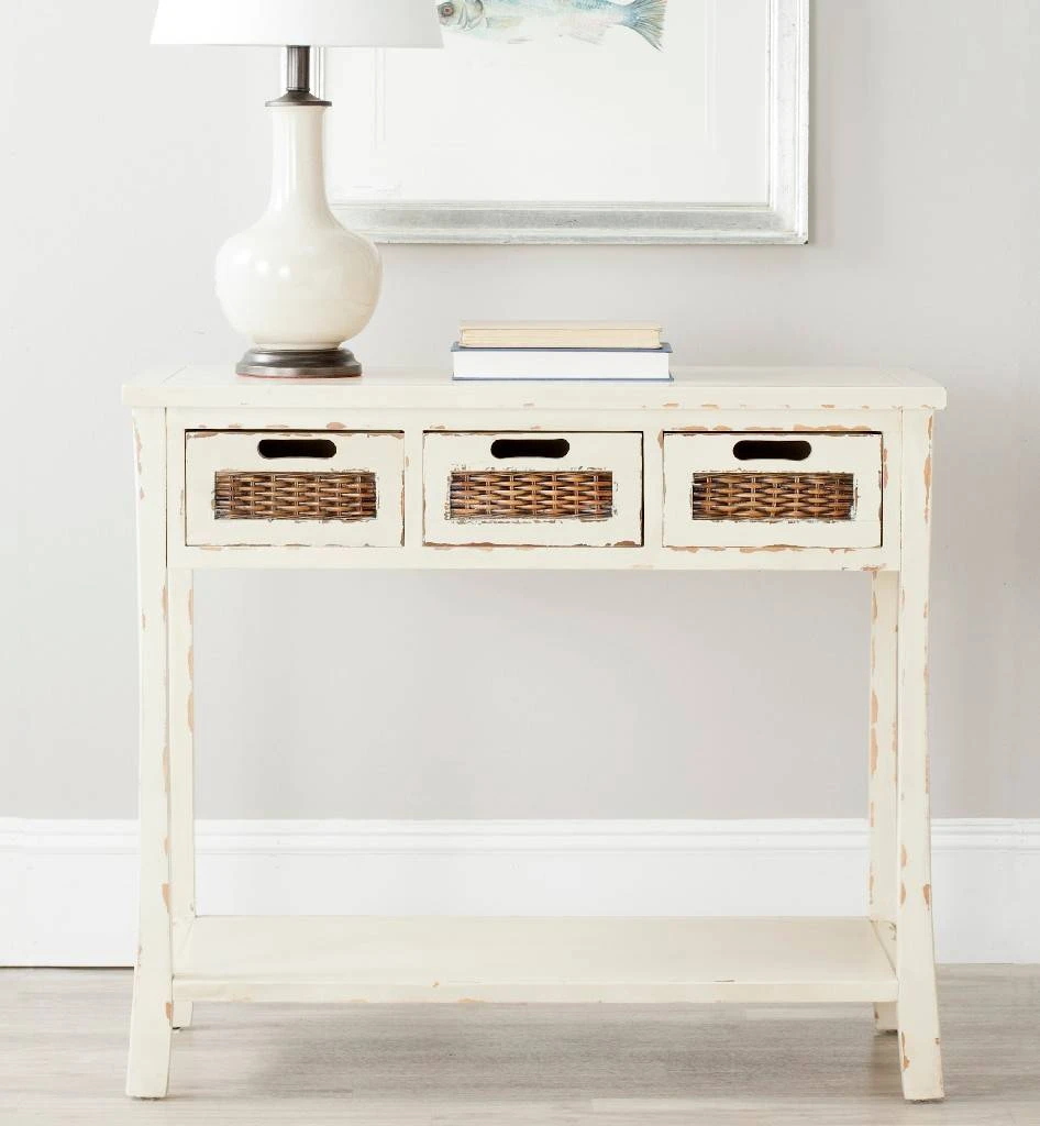 Autumn 3 Drawer Console In Vintage Cream - Safavieh AMH6510C 3 Autumn 3 Drawer Console In Vintage Cream - Safavieh AMH6510C