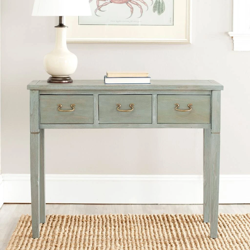 Cindy Console W/ Storage Drawers In French Grey - Safavieh AMH6568A 3 Cindy Console W/ Storage Drawers In French Grey - Safavieh AMH6568A