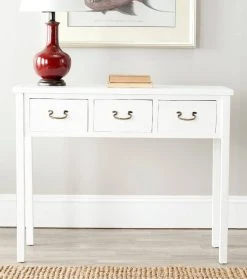 Cindy Console W/ Storage Drawers In White - Safavieh AMH6568C