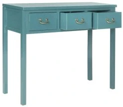 Cindy Console W/ Storage Drawers In Slate Teal - Safavieh AMH6568H -Safavieh Homeware 187 amh6568h side