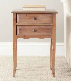 Lori End Table W/ Storage Drawers In Red Maple - Safavieh AMH6576C