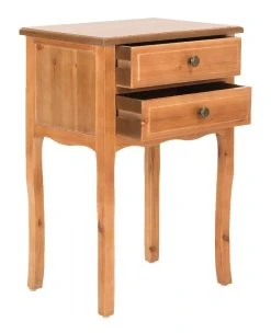 Lori End Table W/ Storage Drawers In Red Maple - Safavieh AMH6576C -Safavieh Homeware 187 amh6576c side