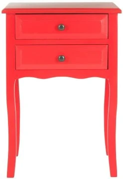 Lori End Table W/ Storage Drawers In Hot Red - Safavieh AMH6576D -Safavieh Homeware 187 amh6576d front