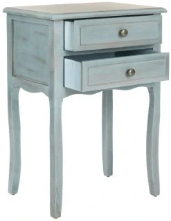 Lori End Table W/ Storage Drawers In Barn Blue - Safavieh AMH6576G -Safavieh Homeware 187 amh6576g side