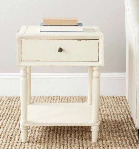 Siobhan Nightstand W/ Storage Drawer In Vintage Cream - Safavieh AMH6611D 3 Siobhan Nightstand W/ Storage Drawer In Vintage Cream - Safavieh AMH6611D