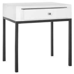 Adena End Table W/ Storage Drawer In White - Safavieh AMH6612C 8 Adena End Table W/ Storage Drawer In White - Safavieh AMH6612C -Safavieh Homeware 187 amh6612c side