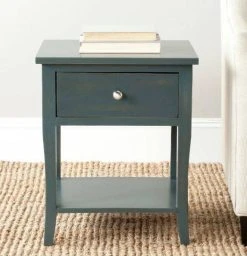 Coby Nightstand W/ Storage Drawer In Steel Teal - Safavieh AMH6616B