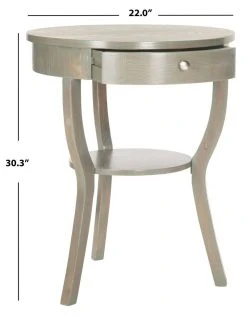KENDRA ROUND PEDESTAL END TABLE W/ DRAWER - Safavieh AMH6620A