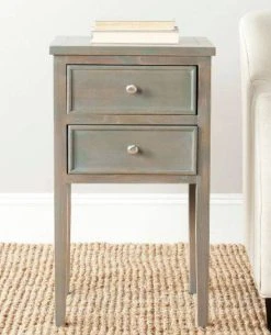 Toby Nightstand W/ Storage Drawers In French Grey - Safavieh AMH6625A