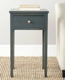 Abel Nightstand W/ Storage Drawer In Steel Teal - Safavieh AMH6626B