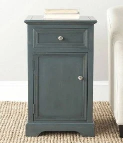 Jarome Nightstand W/ Storage Drawer & Cabinet In Steel Teal - Safavieh AMH6627B