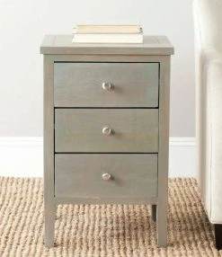 Deniz Nightstand W/ Storage Drawers In French Grey - Safavieh AMH6628A
