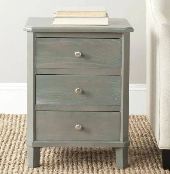 Joe Nightstand W/ Storage Drawers In French Grey - Safavieh AMH6629A 3 Joe Nightstand W/ Storage Drawers In French Grey - Safavieh AMH6629A