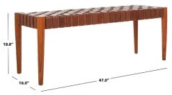 Amalia Leather Weave Bench In Cognac/Honey - Safavieh BCH1001A 11 Amalia Leather Weave Bench In Cognac/Honey - Safavieh BCH1001A -Safavieh Homeware 187 bch1001a dim
