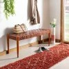 Amalia Leather Weave Bench In Cognac/Honey - Safavieh BCH1001A -Safavieh Homeware 187 bch1001a room