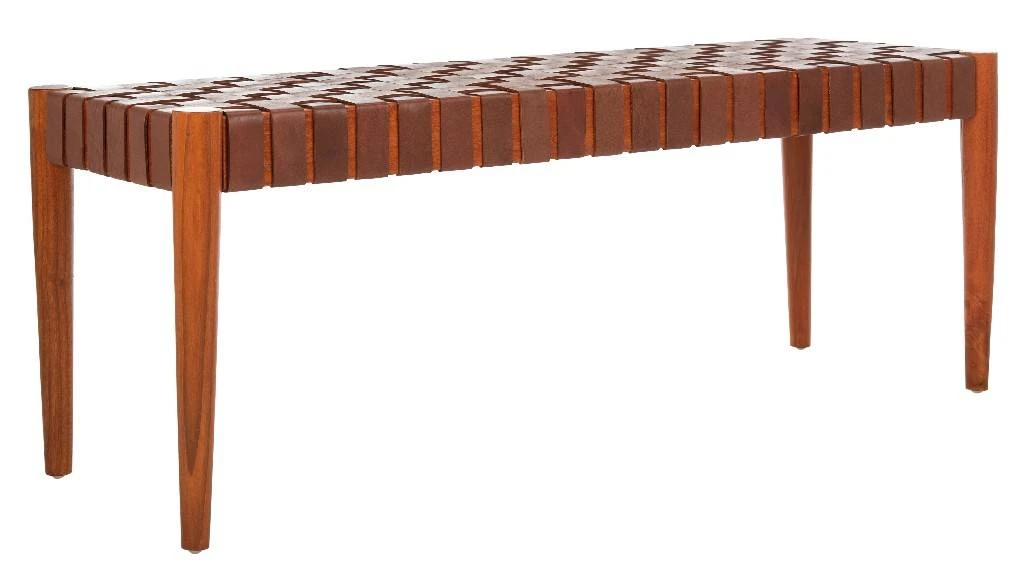 Amalia Leather Weave Bench In Cognac/Honey - Safavieh BCH1001A 8 Amalia Leather Weave Bench In Cognac/Honey - Safavieh BCH1001A - Image 6