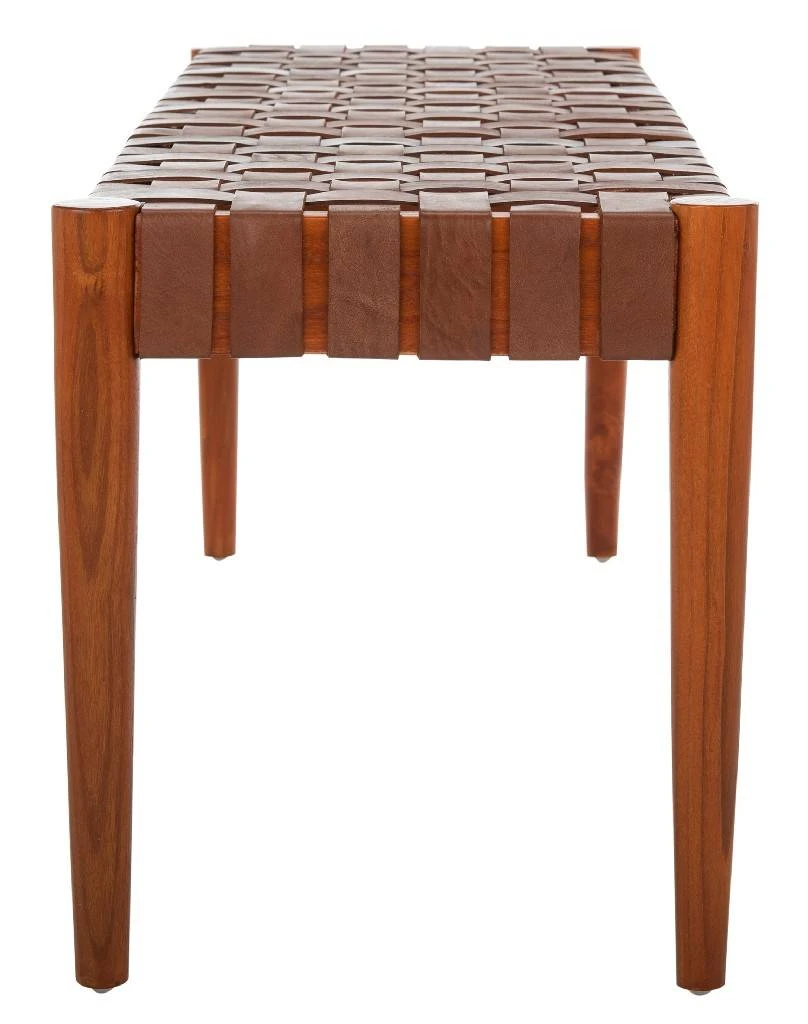 Amalia Leather Weave Bench In Cognac/Honey - Safavieh BCH1001A 9 Amalia Leather Weave Bench In Cognac/Honey - Safavieh BCH1001A - Image 7