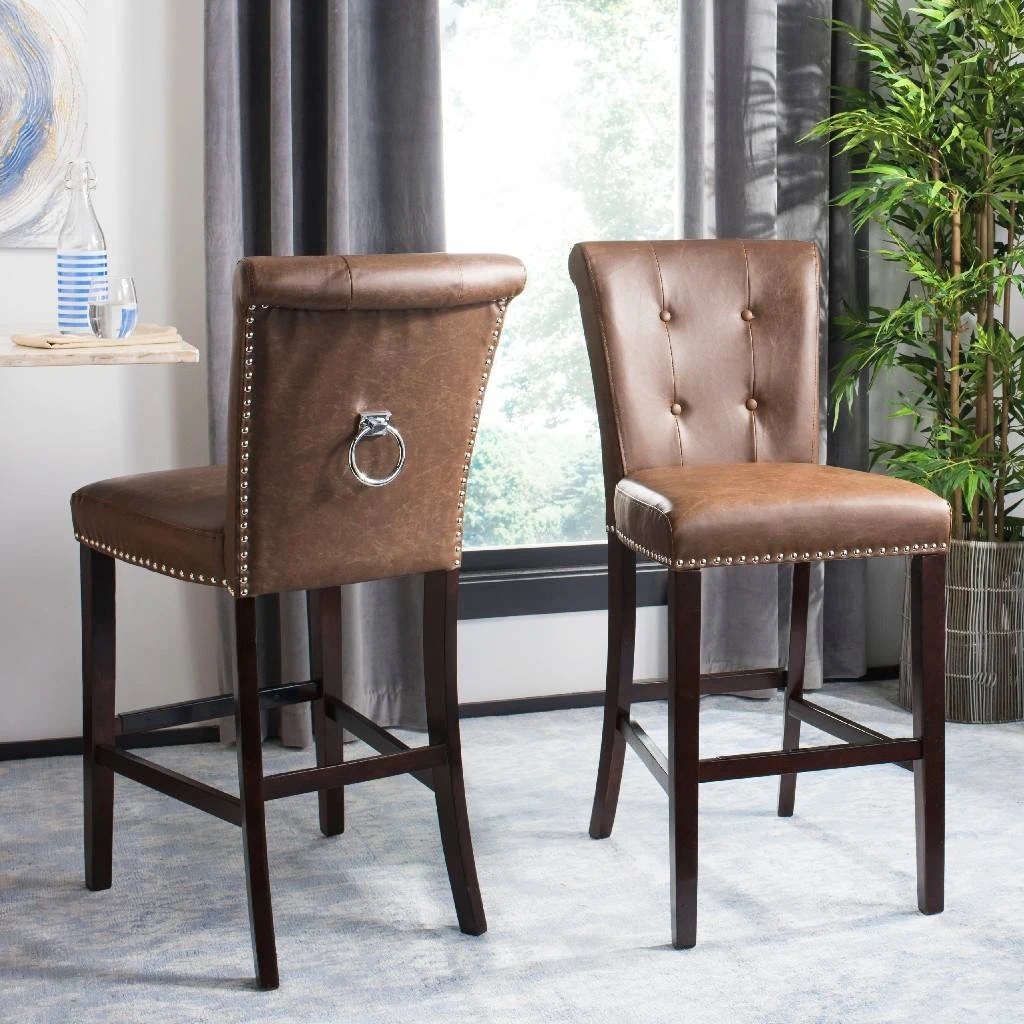 Taylor Bar Stool In Brown - Safavieh BST6300D-SET2 4 Taylor Bar Stool In Brown - Safavieh BST6300D-SET2 - Image 2