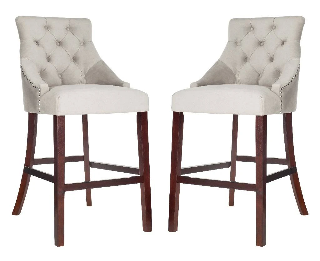 Eleni Tufted Wing Back Bar Stool In Grey - Safavieh BST6304B-SET2 3 Eleni Tufted Wing Back Bar Stool In Grey - Safavieh BST6304B-SET2