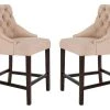 Eleni Tufted Wing Back Counter Stool In Beige - Safavieh BST6305E-SET2 -Safavieh Homeware 187 bst6305e set2