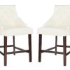 Eleni Tufted Wing Back Counter Stool In White - Safavieh BST6305G-SET2 -Safavieh Homeware 187 bst6305g set2