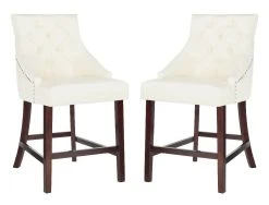 Eleni Tufted Wing Back Counter Stool In White - Safavieh BST6305G-SET2