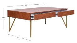 Pine Two Drawer Coffee Table In Natural/Gold - Safavieh COF2238A -Safavieh Homeware 187 cof2238a dim
