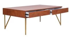 Pine Two Drawer Coffee Table In Natural/Gold - Safavieh COF2238A -Safavieh Homeware 187 cof2238a side