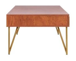 Pine Two Drawer Coffee Table In Natural/Gold - Safavieh COF2238A -Safavieh Homeware 187 cof2238a side2