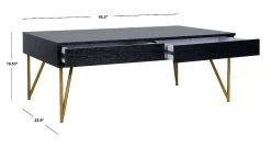 Pine Two Drawer Coffee Table In Black/Gold - Safavieh COF2238B -Safavieh Homeware 187 cof2238b dim