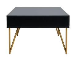 Pine Two Drawer Coffee Table In Black/Gold - Safavieh COF2238B -Safavieh Homeware 187 cof2238b side2