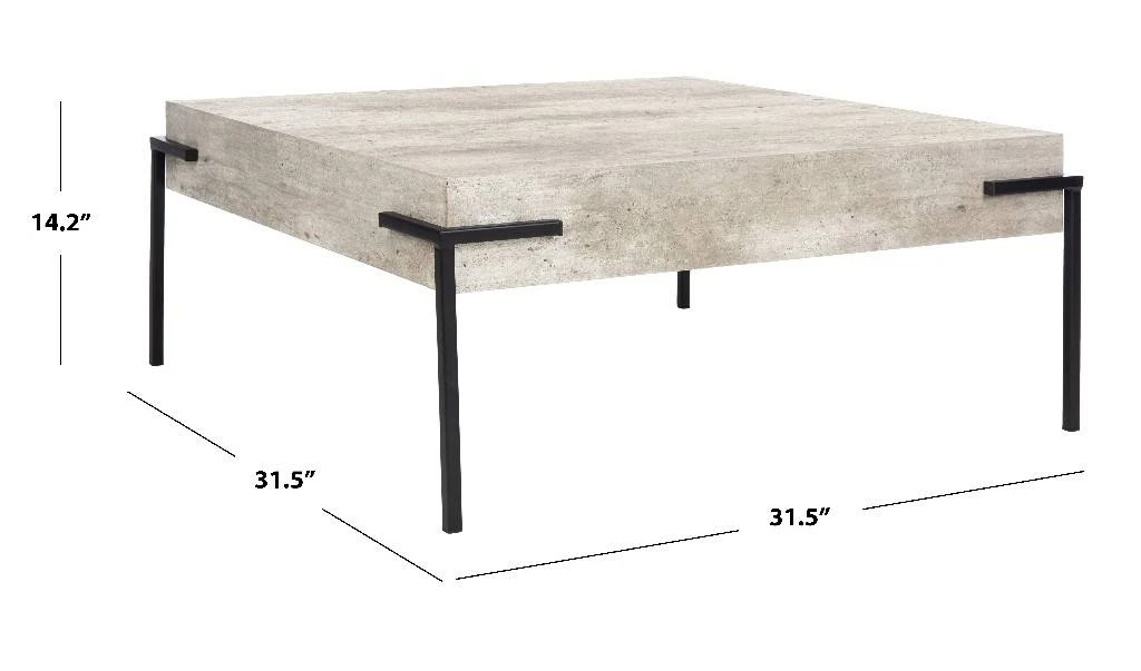 Eli Square Coffee Table In Light Grey/Black - Safavieh COF4200A 5 Eli Square Coffee Table In Light Grey/Black - Safavieh COF4200A - Image 3
