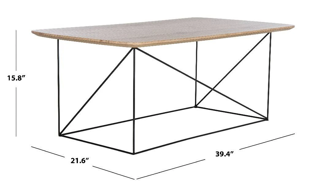 Rylee Rectangle Coffee Table In Taupe Brown Pine/Black - Safavieh COF4202C 5 Rylee Rectangle Coffee Table In Taupe Brown Pine/Black - Safavieh COF4202C - Image 3